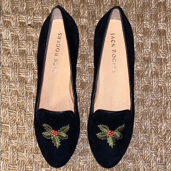Jack Rogers Black Embroidered Women's Loafers NWOT sz 9M - Picture 1 of 9